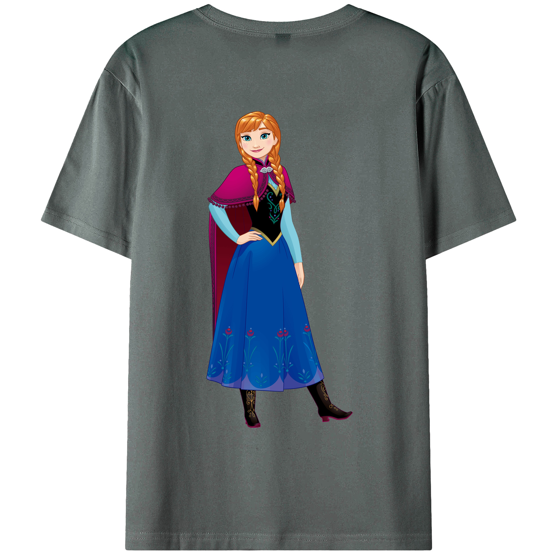 （画像用） アナと雪の女王 アンナ エルサ Frozen Anna Elsa 綿100％ メンズ半袖Tシャツ（バックプリント） 通気性